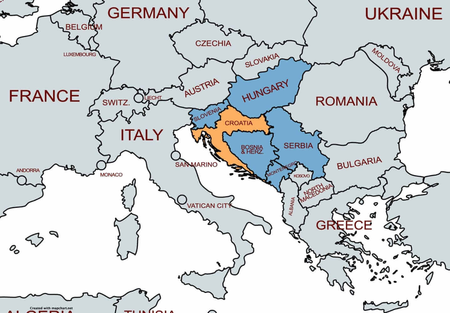 map of croatia in europe