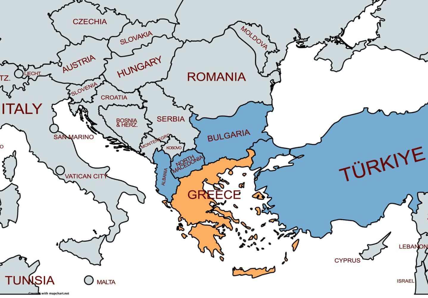 map of greece in europe