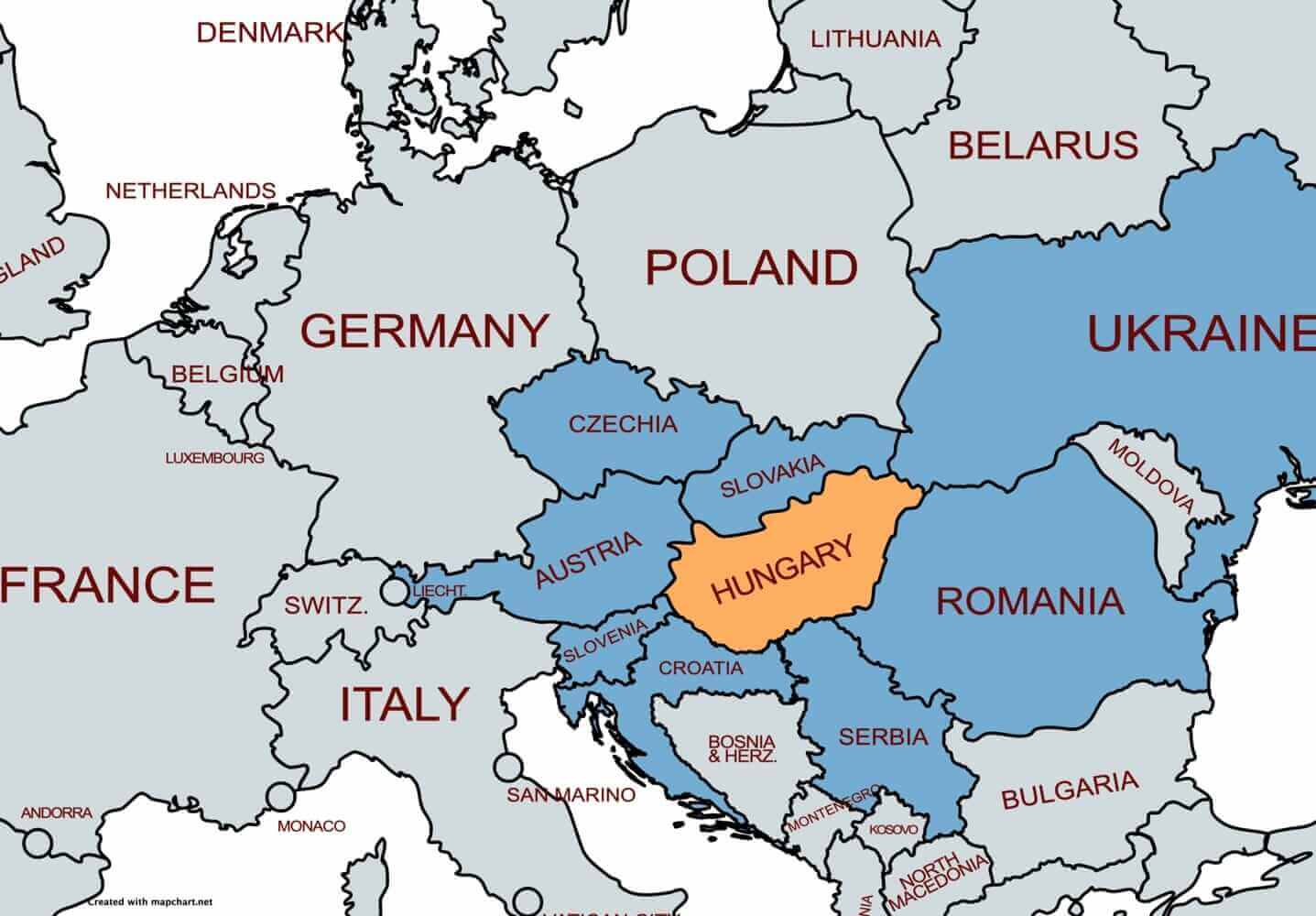 map of hungary in europe