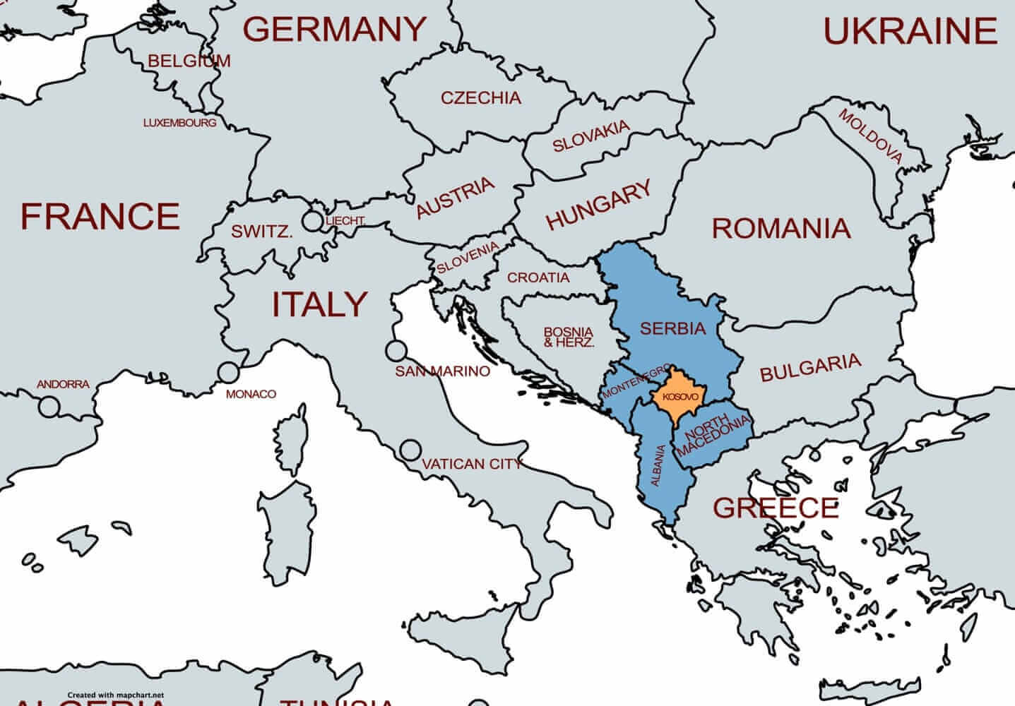 map of kosovo in europe