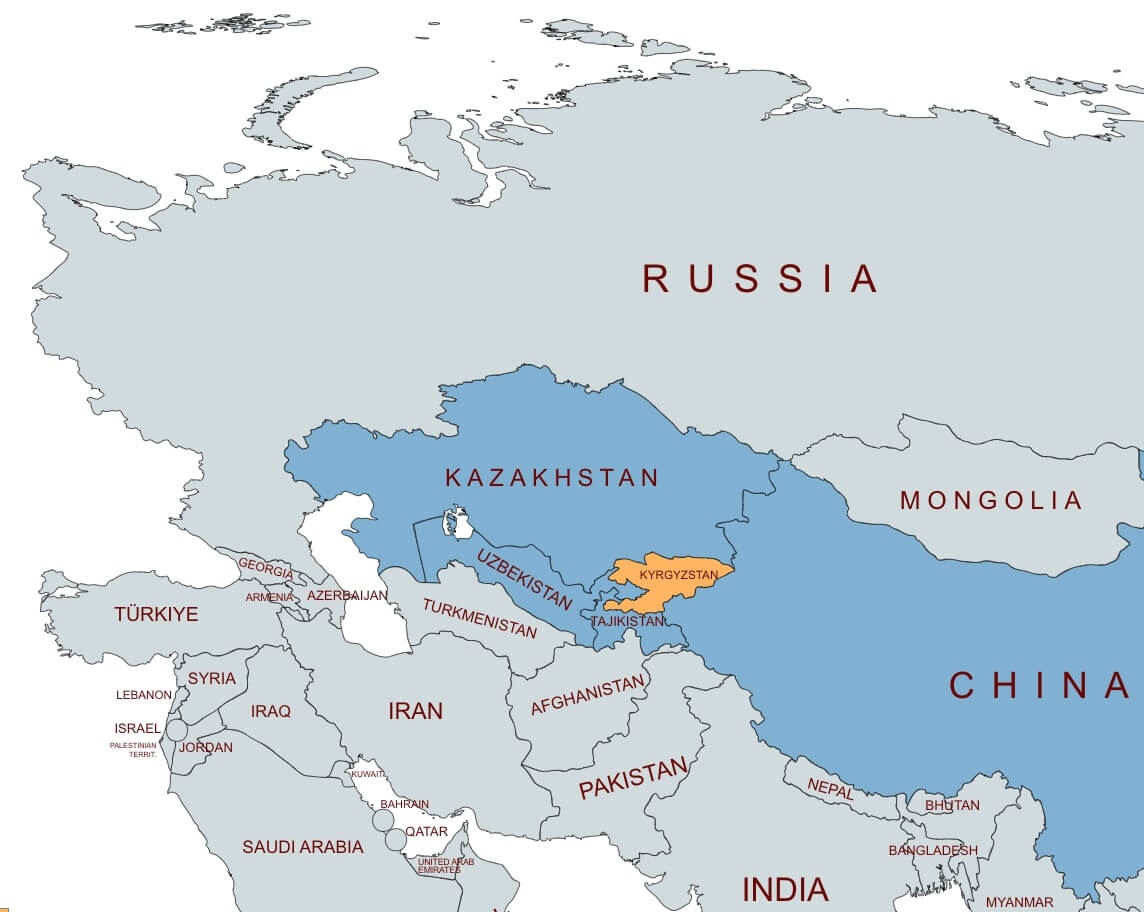 map of kyrgyzstan in asia