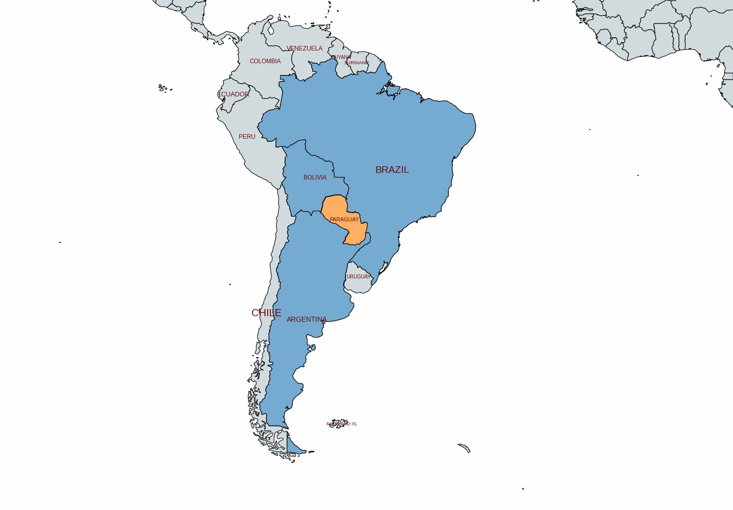 map of paraguay