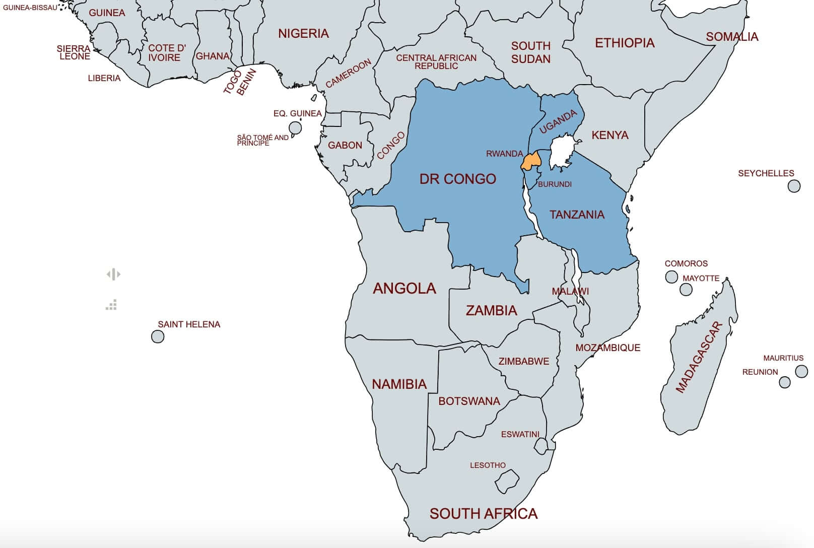 map of rwanda in africa