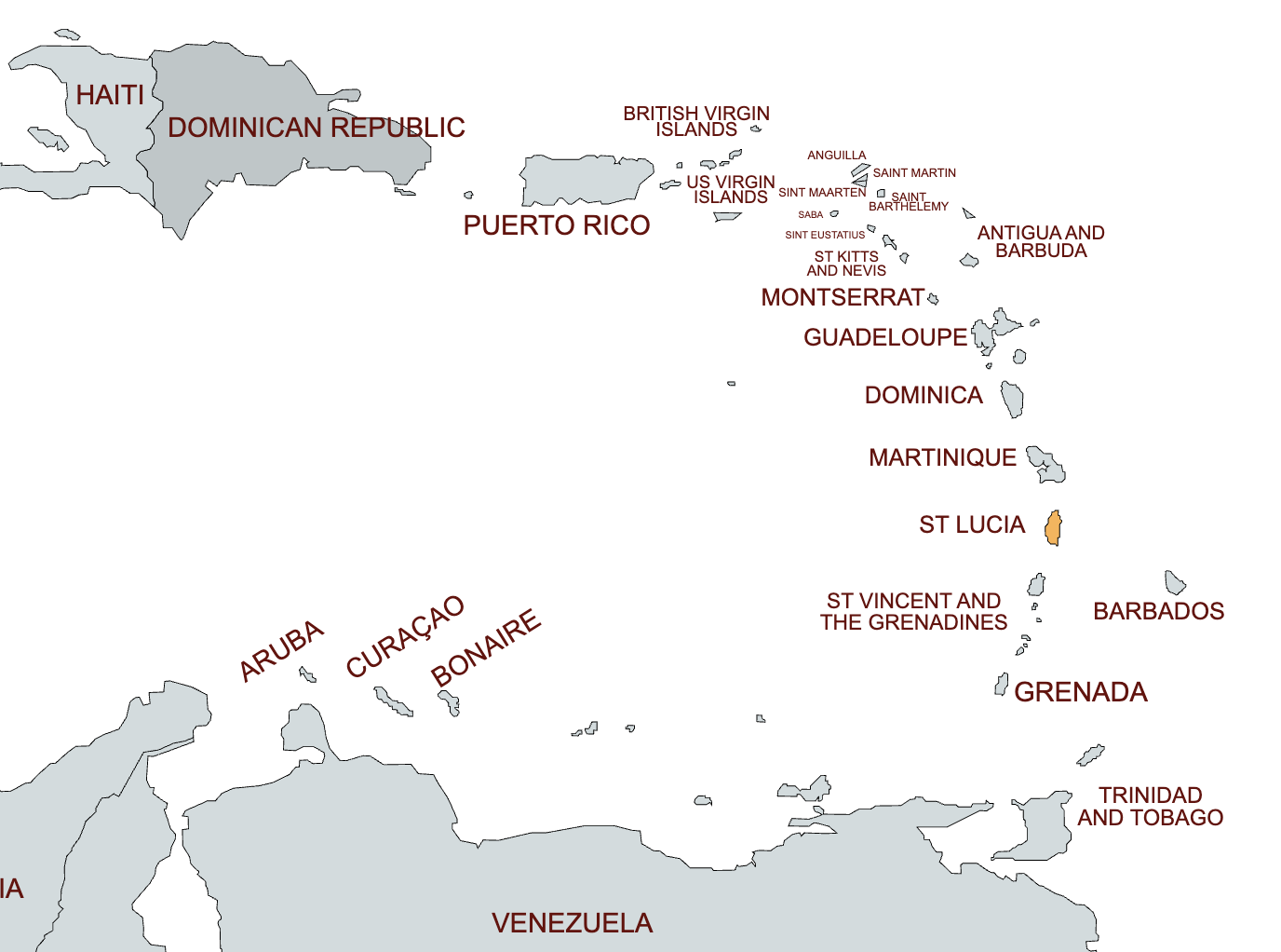 map of saint lucia
