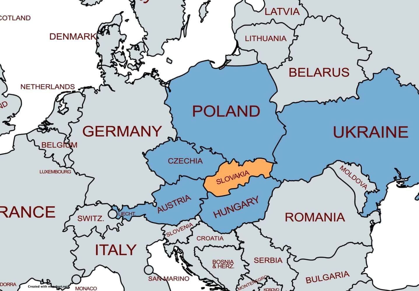 map of slovakia in europe
