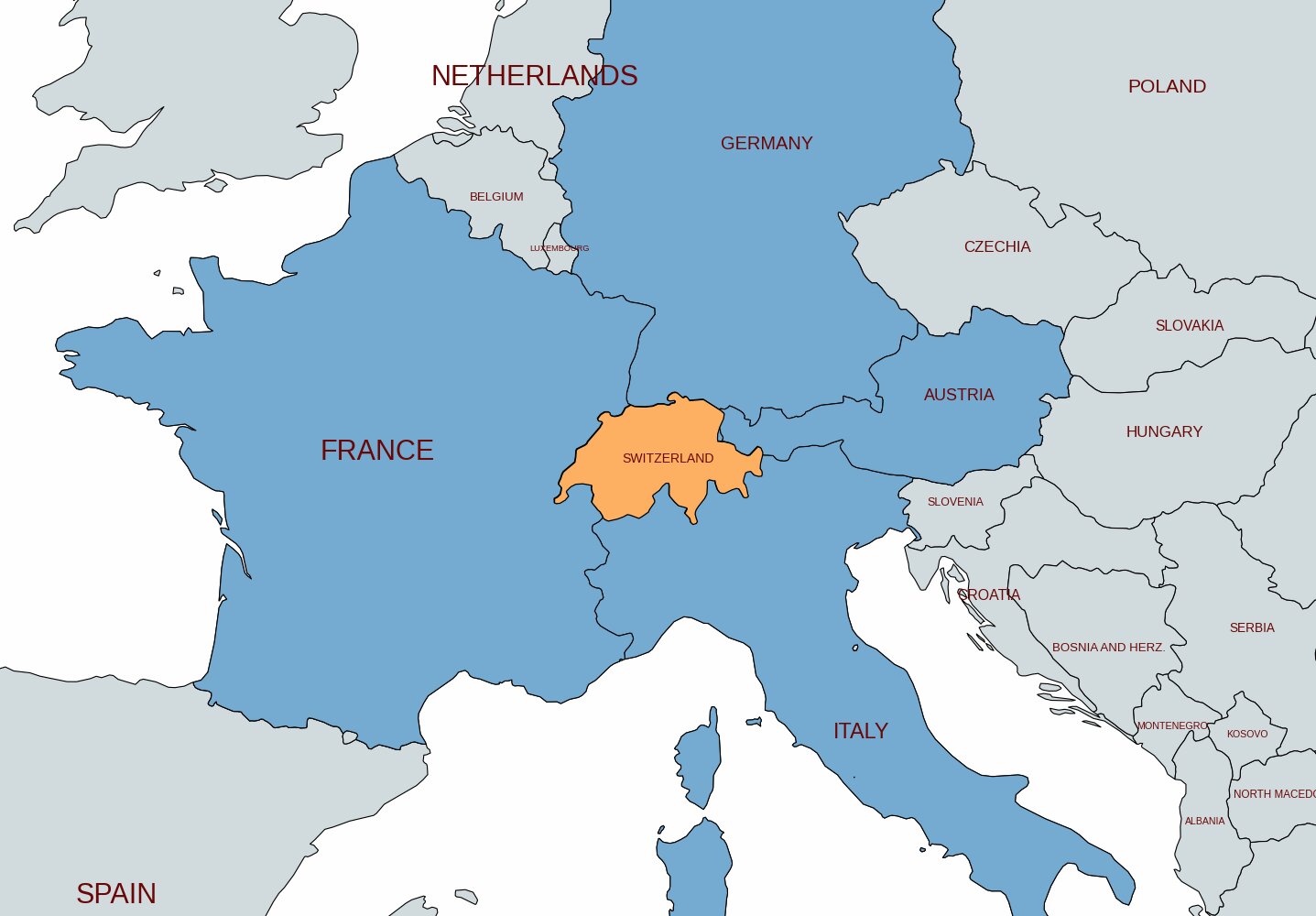 map of switzerland
