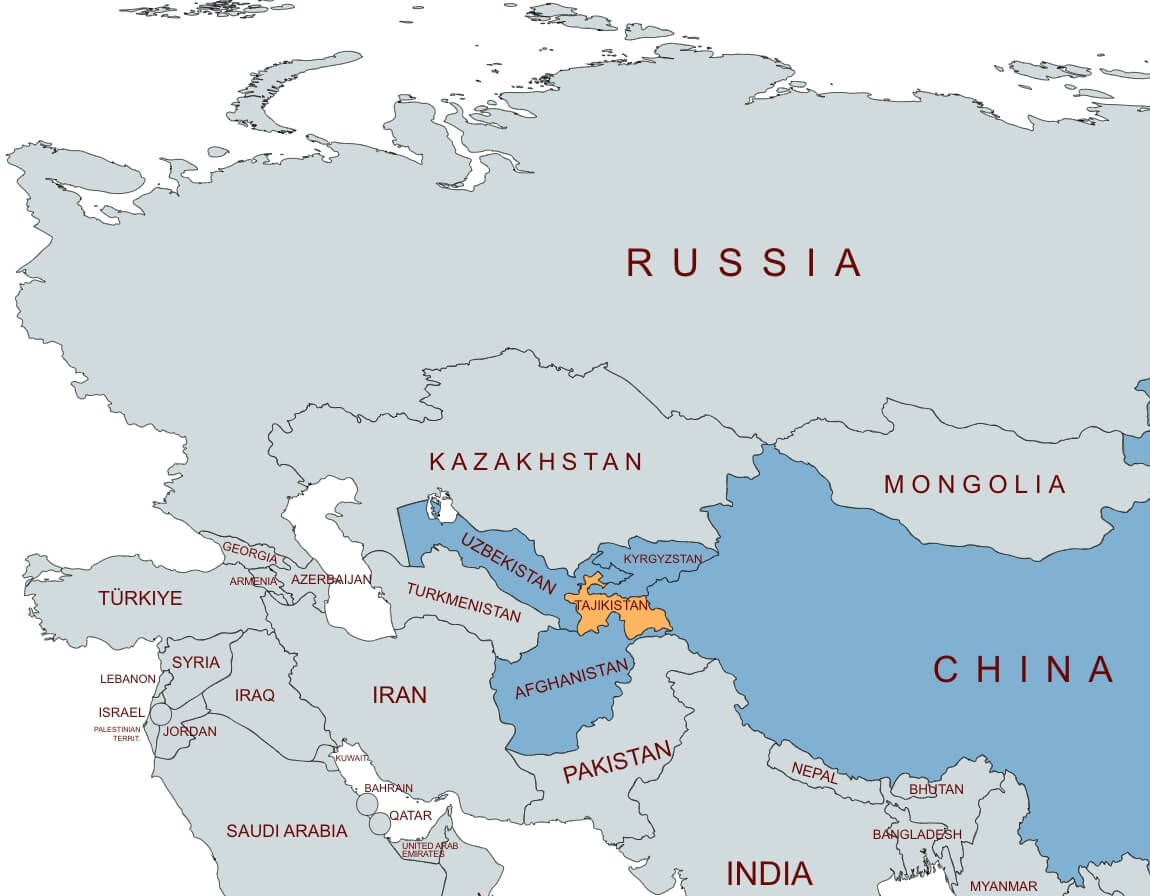 map of tajikistan in asia