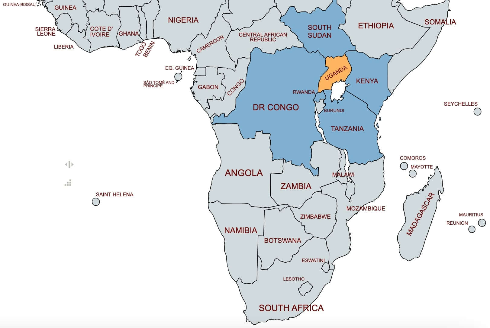 map of uganda in africa