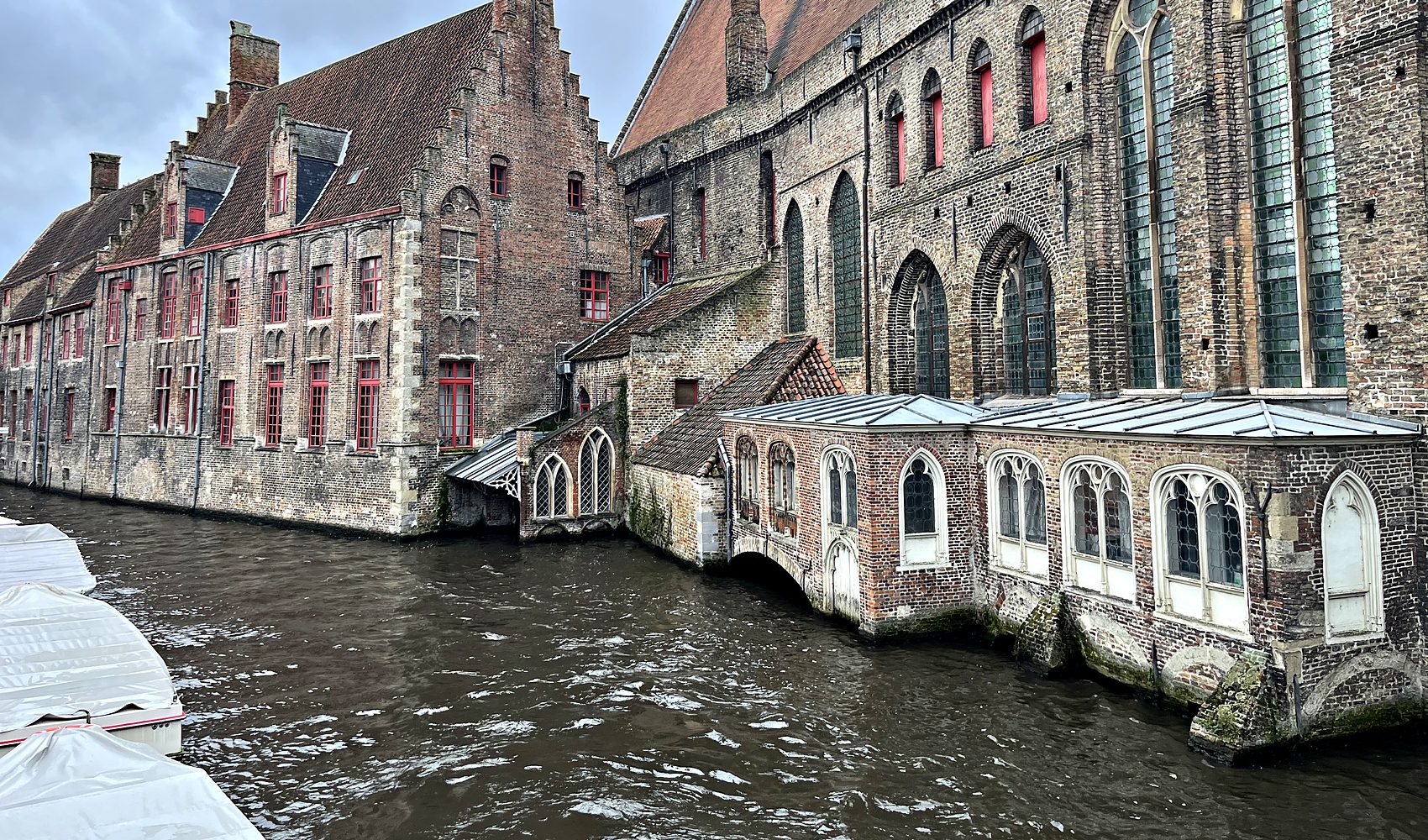 the medieval brick facades of the old st