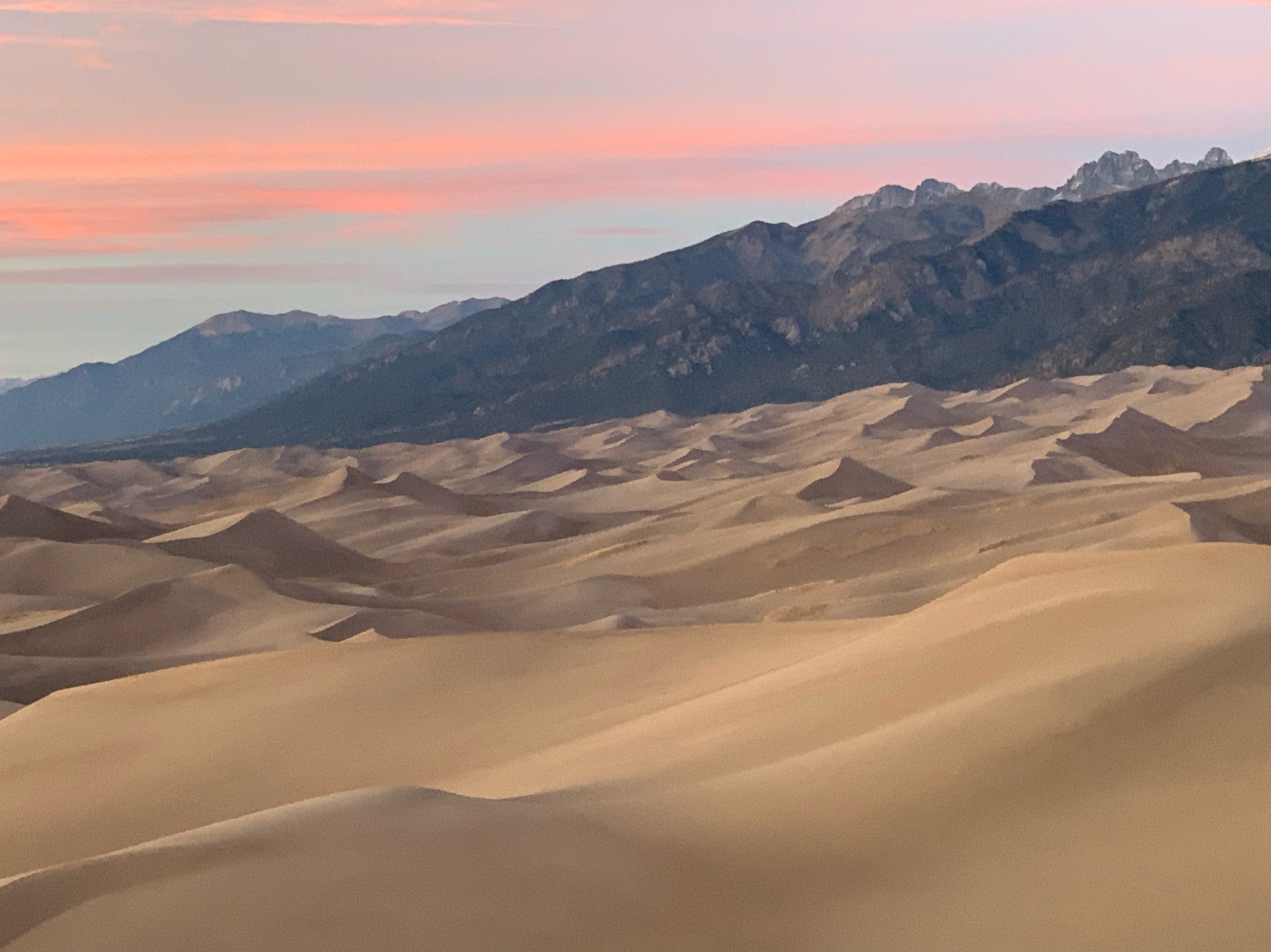 sand dunes national park at sunset
