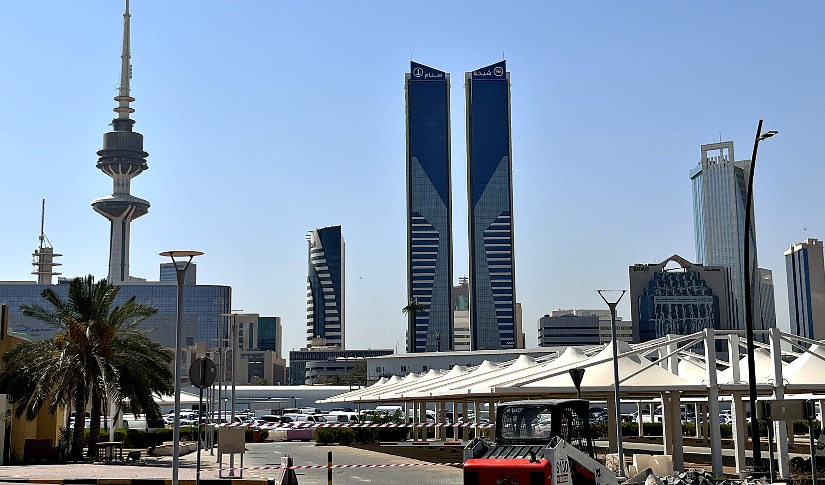 an eye-catching facade decorated with giant ceramic plates in kuwait city