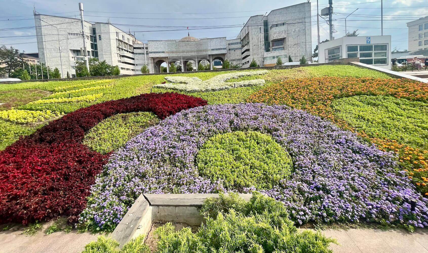 flowers at memorial in bishkek