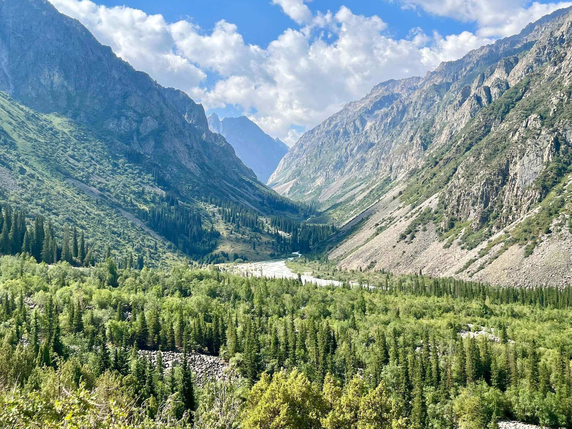 beautiful valley in ala archa national park, near bishkek