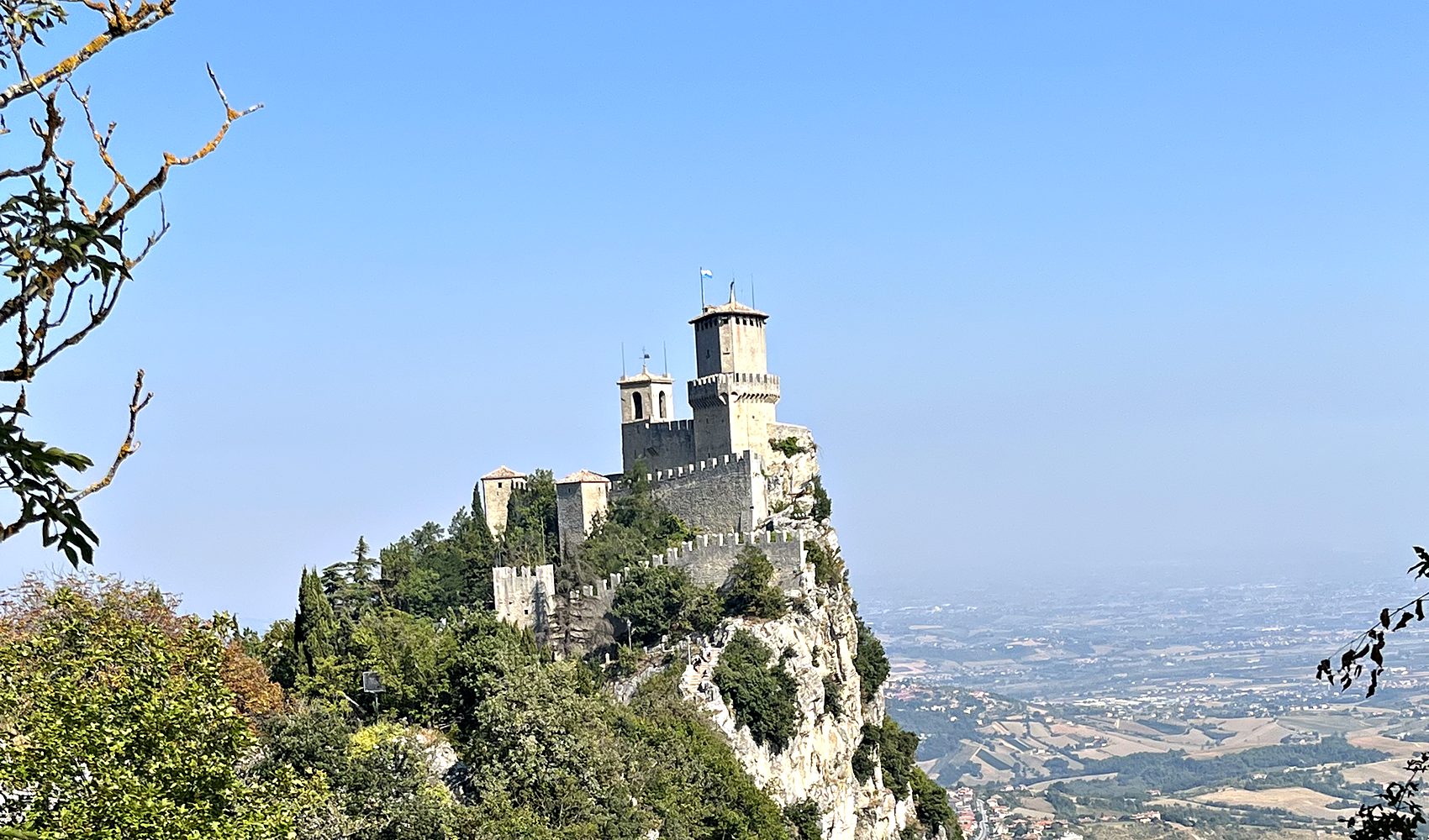the cesta tower crowning a crag of monte titano