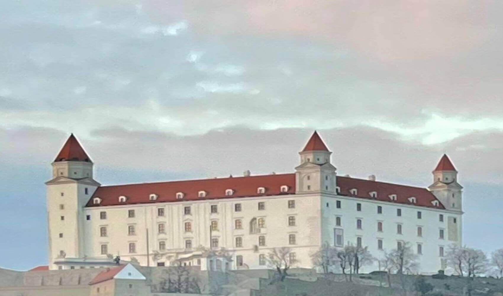 bratislava castle at sunset