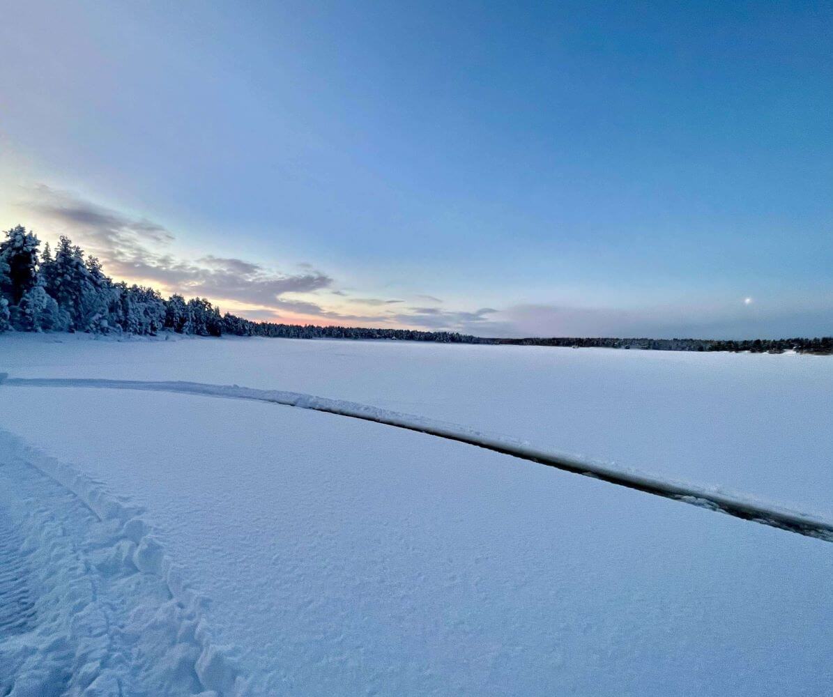 frozen river in kuttainen, sweden