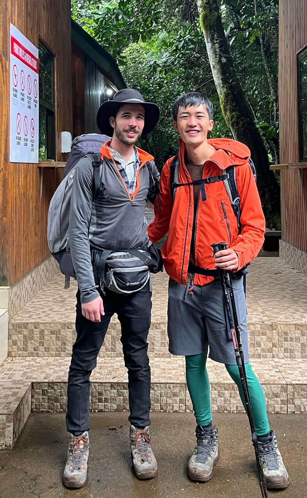 allen and jivahn back at the base of kilimanjaro after our trek