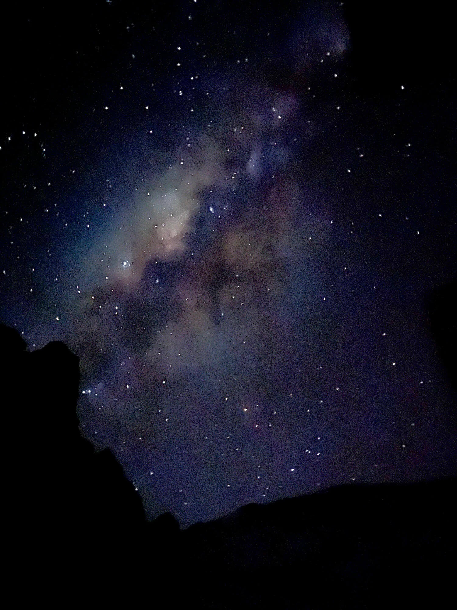 view of night sky and milky way on kilimanjaro summit night