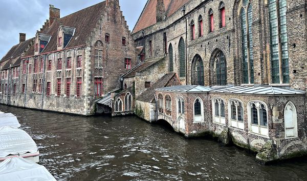 the medieval brick facades of the old st