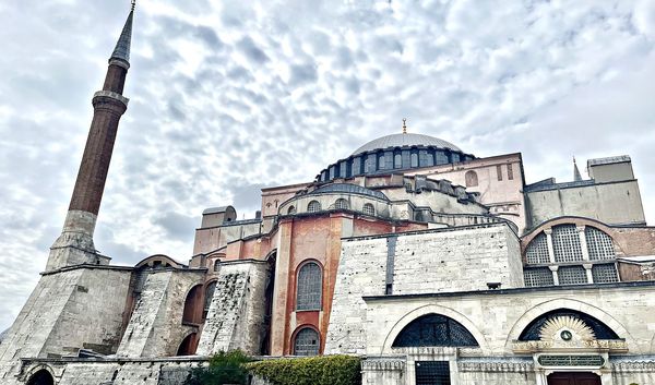 the great dome and minarets of the hagia sophia in istanbul