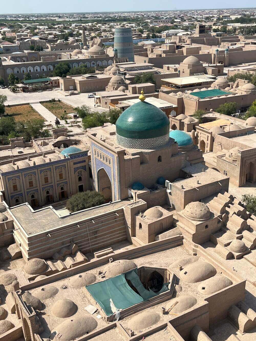 walled city of khiva, viewed from islam khoja mosque minaret