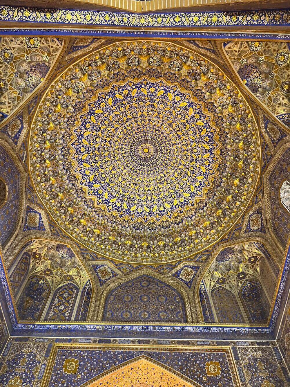 ornate roof of a mosque in samarkand